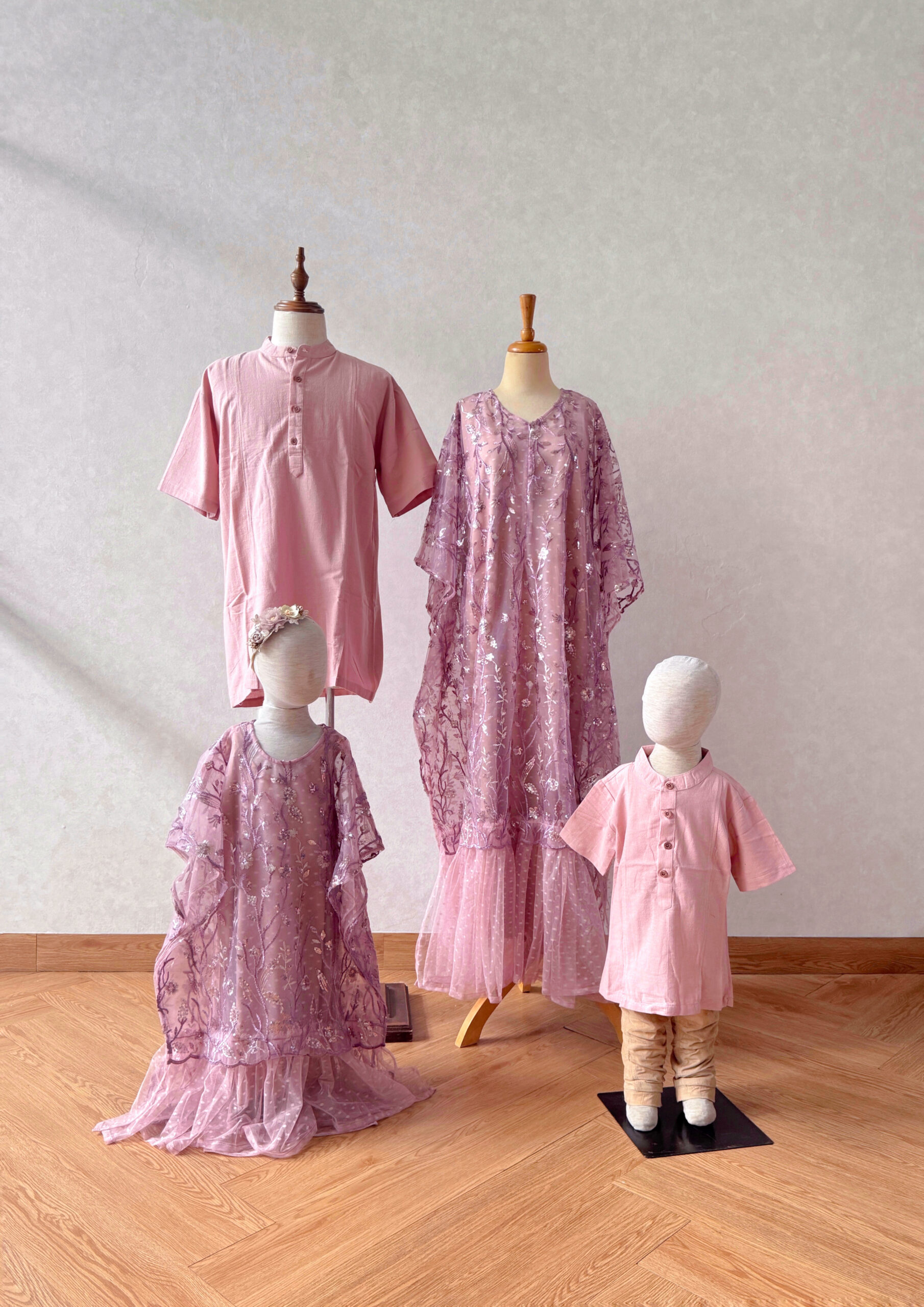 Assagi pink Kaftan dewasa / Ibu dan Anak - Image 2